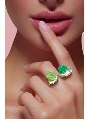 Sea Glass Balance Ring With Upcycled Silver Spoon Band Artisan Crafted Adjust.